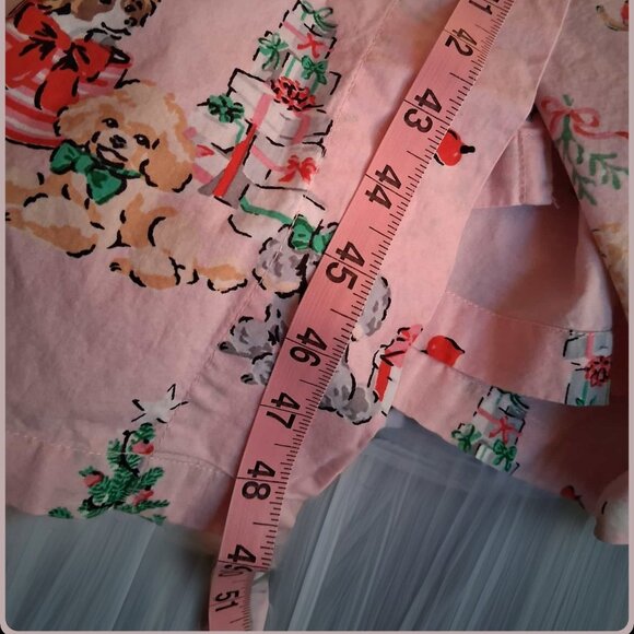 Printfresh Pink Christmas Dog Organic Cotton Vintage Style Holiday Lounge Robe - Picture 7 of 7